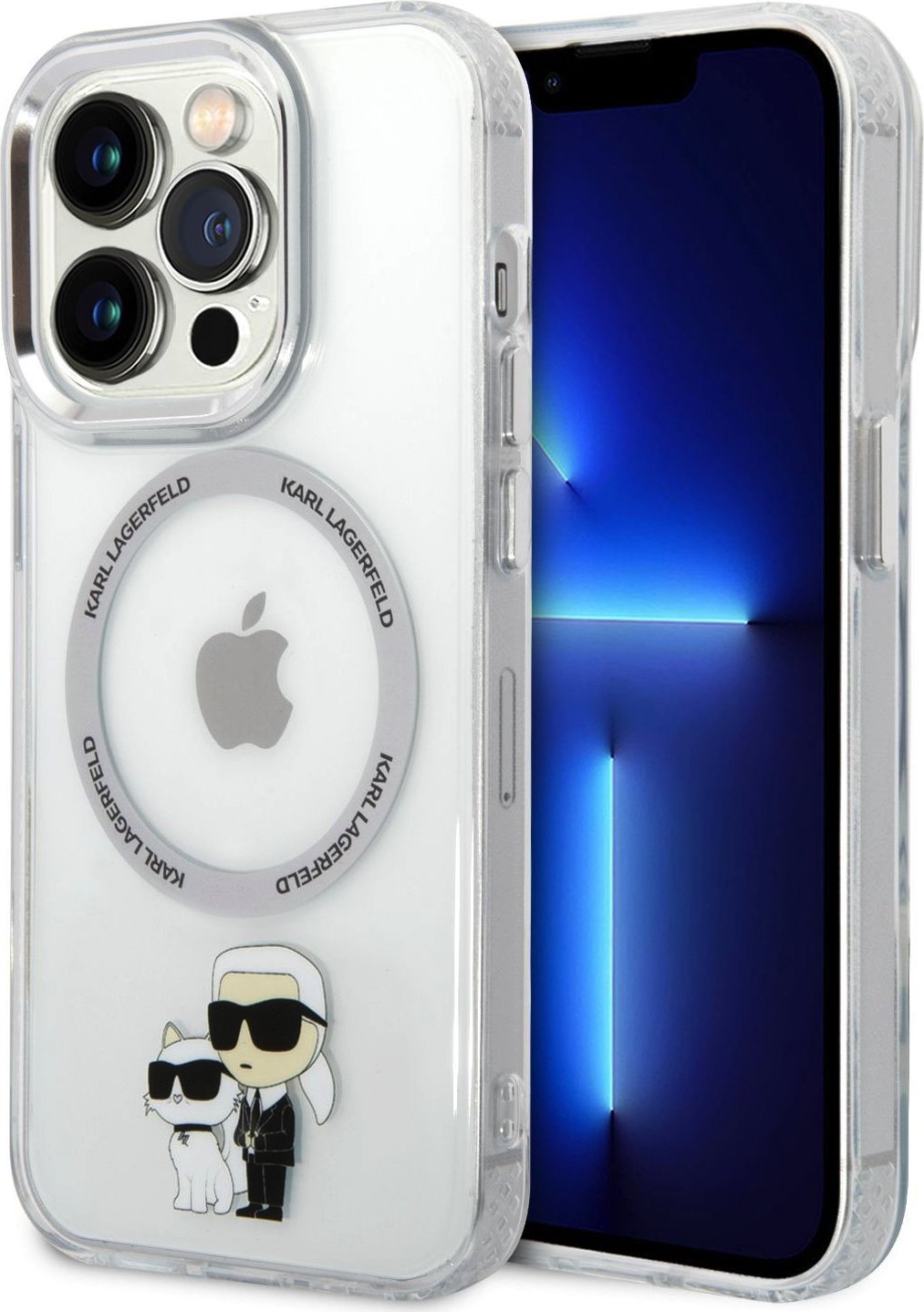 Karl Lagerfeld IML Karl and Choupette MagSafe Zadní Kryt pro iPhone 15 Pro Transparent