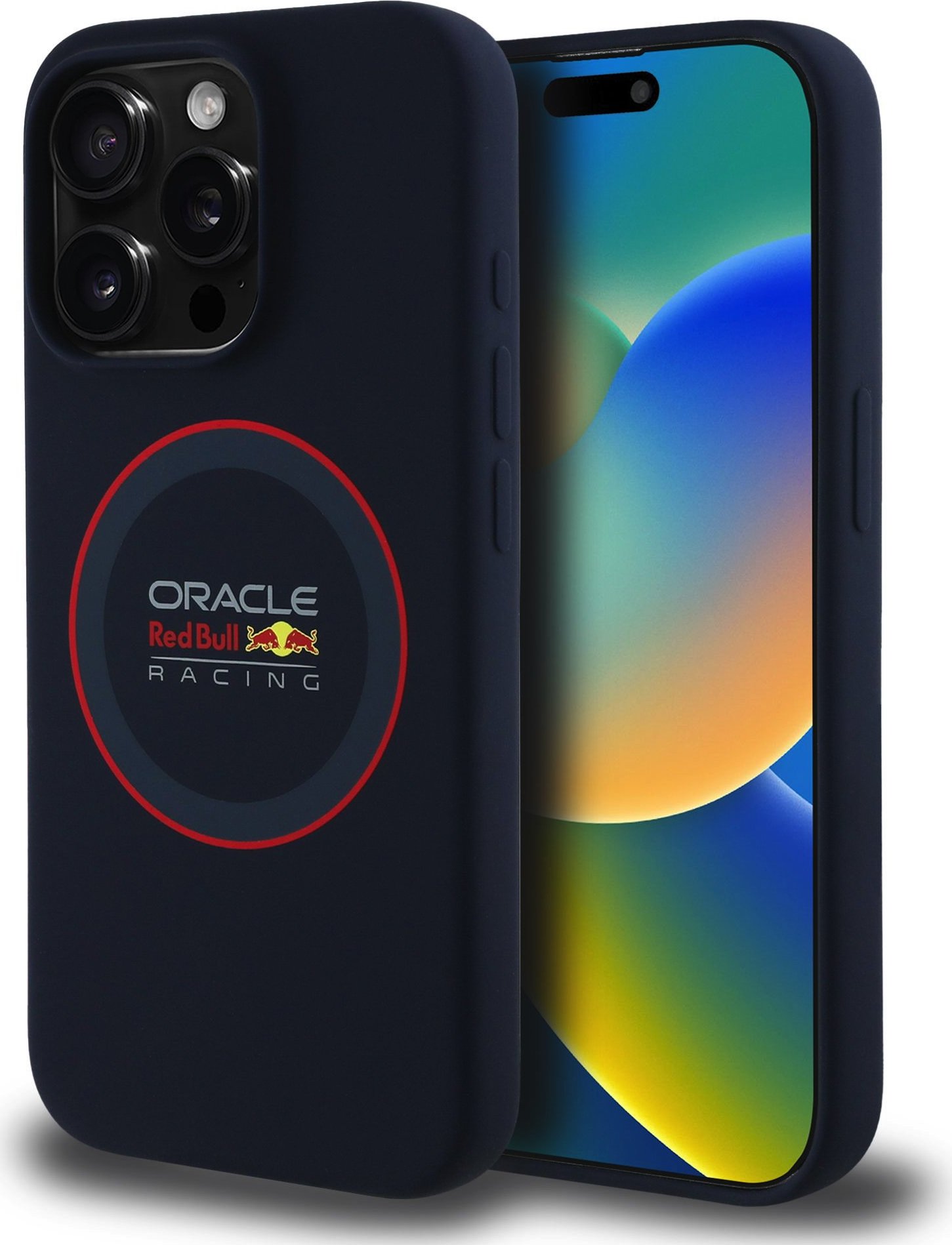 Red Bull Silicone Red Ring MagSafe Zadní Kryt pro iPhone 15 Pro Navy