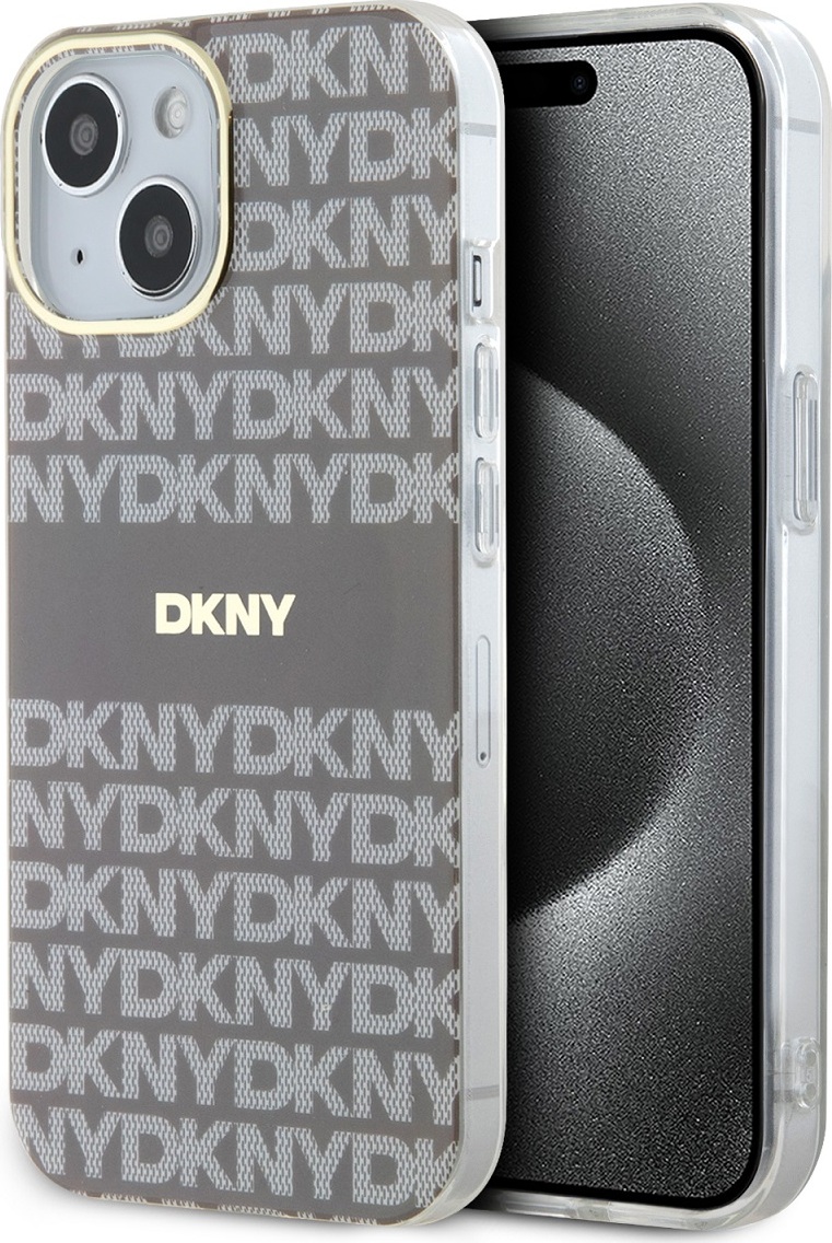 DKNY PC/TPU Repeat Pattern Tonal Stripe Magsafe Zadní Kryt pro iPhone 15 Beige