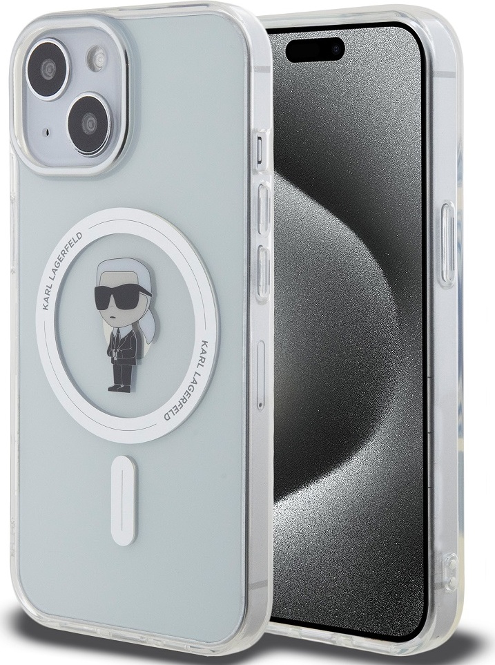 Karl Lagerfeld IML Ikonik MagSafe Zadní Kryt pro iPhone 15 Transparent