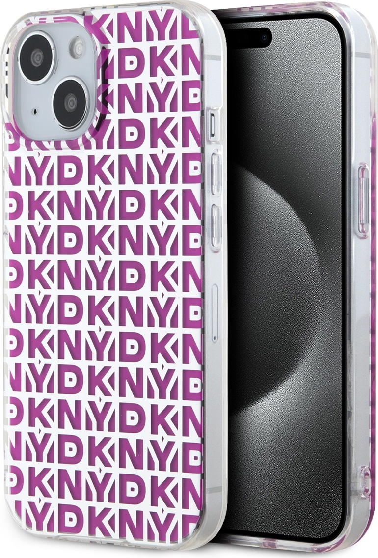 DKNY PC/TPU Repeat Pattern Zadní Kryt pro iPhone 15 Pink