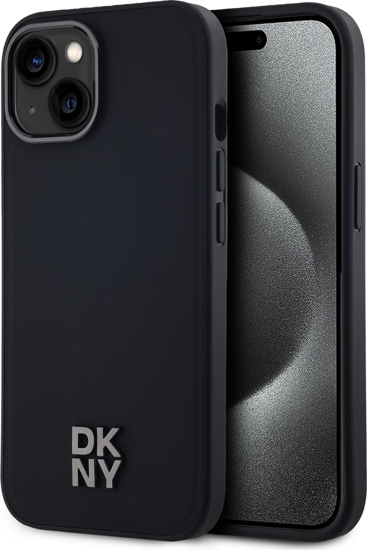 DKNY PU Leather Stack Logo Magsafe Zadní Kryt pro iPhone 15 Black