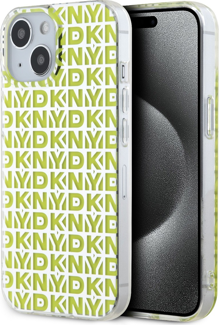 DKNY PC/TPU Repeat Pattern Zadní Kryt pro iPhone 15 Yellow