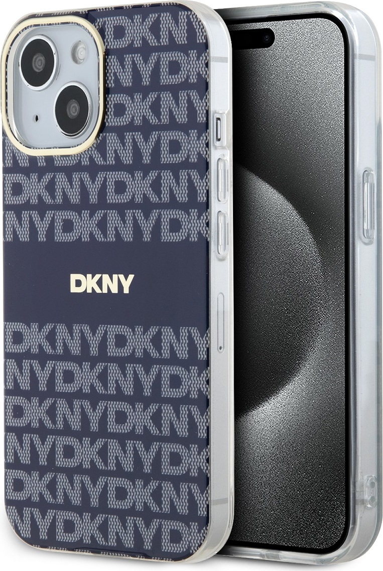 DKNY PC/TPU Repeat Pattern Tonal Stripe Magsafe Zadní Kryt pro iPhone 15 Blue