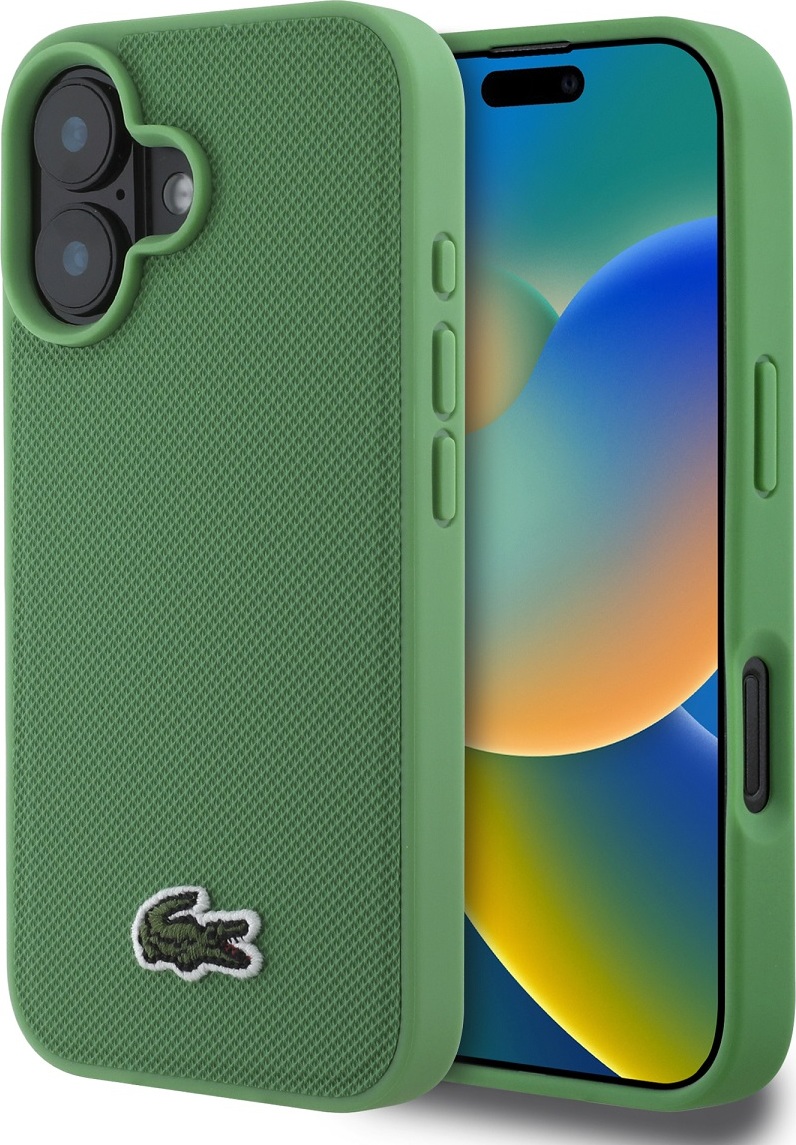 Lacoste Iconic Petit Pique Woven Logo MagSafe Zadní Kryt pro iPhone 16 Plus Green