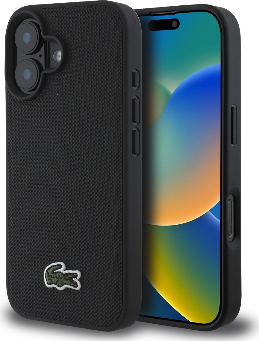Lacoste Iconic Petit Pique Woven Logo MagSafe Zadní Kryt pro iPhone 16 Plus Black