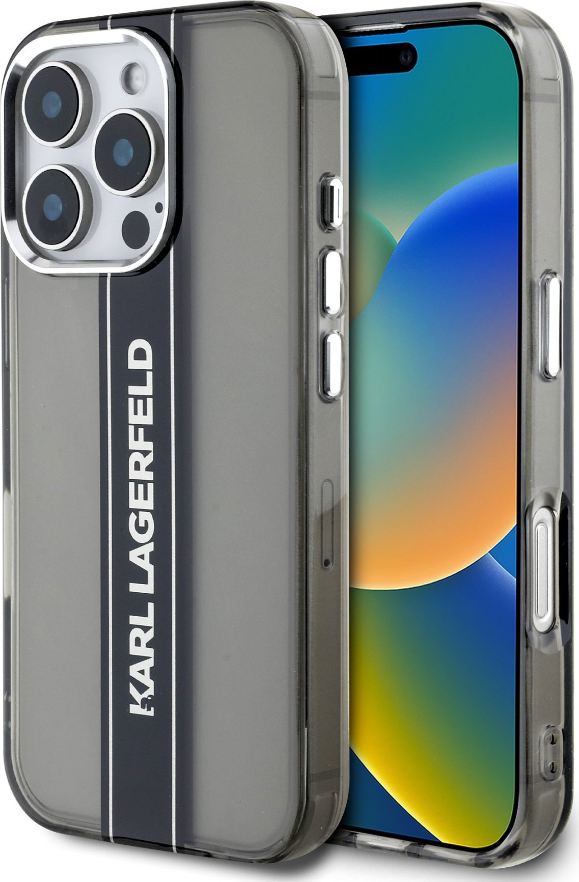 Karl Lagerfeld IML Stripe Logo Zadní Kryt pro iPhone 16 Pro Black