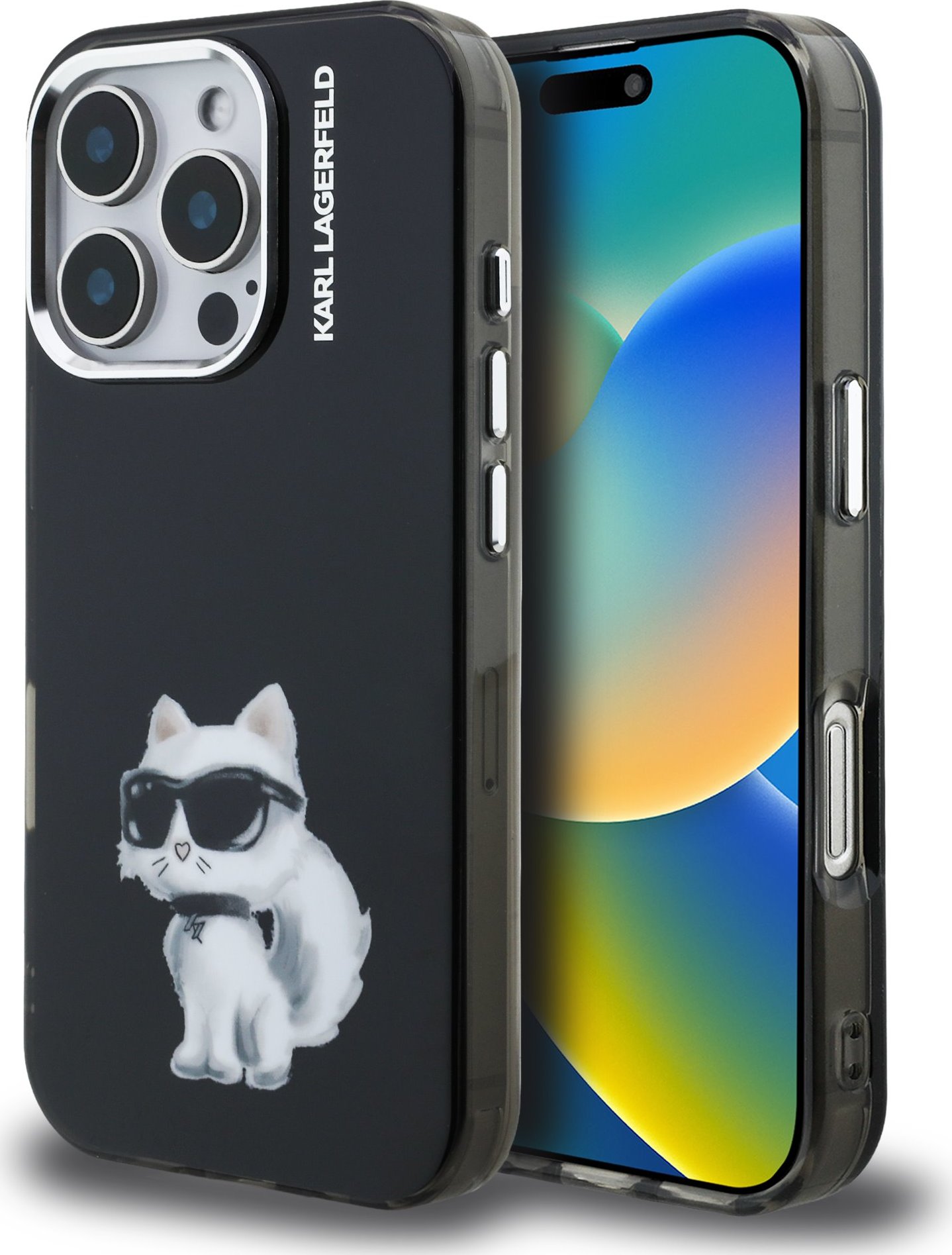 Karl Lagerfeld IML Aquarelle Choupette Zadní Kryt pro iPhone 16 Pro Black