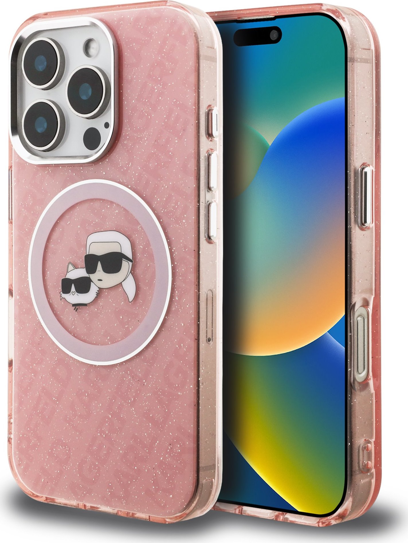 Karl Lagerfeld IML K&CH Heads Repeated Logo MagSafe Zadní Kryt pro iPhone 16 Pro Pink