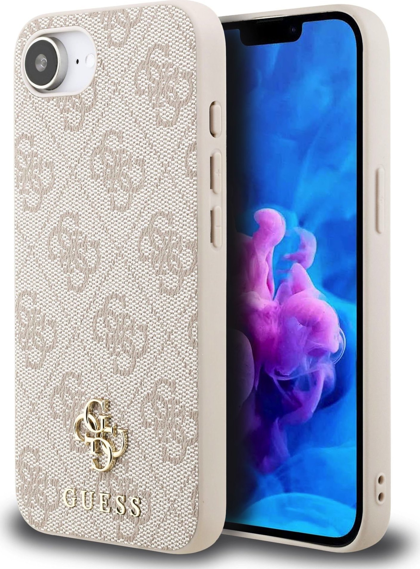 Guess PU 4G Small Metal Logo MagSafe Zadní Kryt pro iPhone 16e Pink