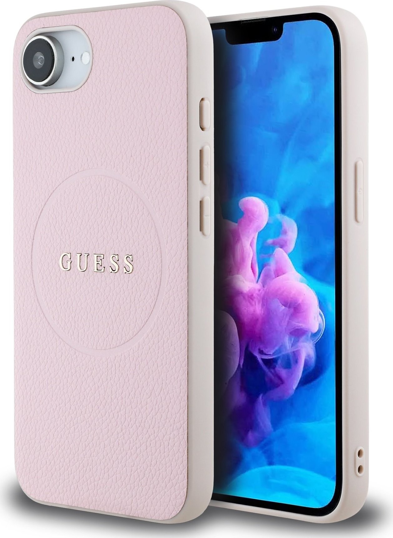 Guess PU Grained Classic Logo MagSafe Zadní Kryt pro iPhone 16e Pink