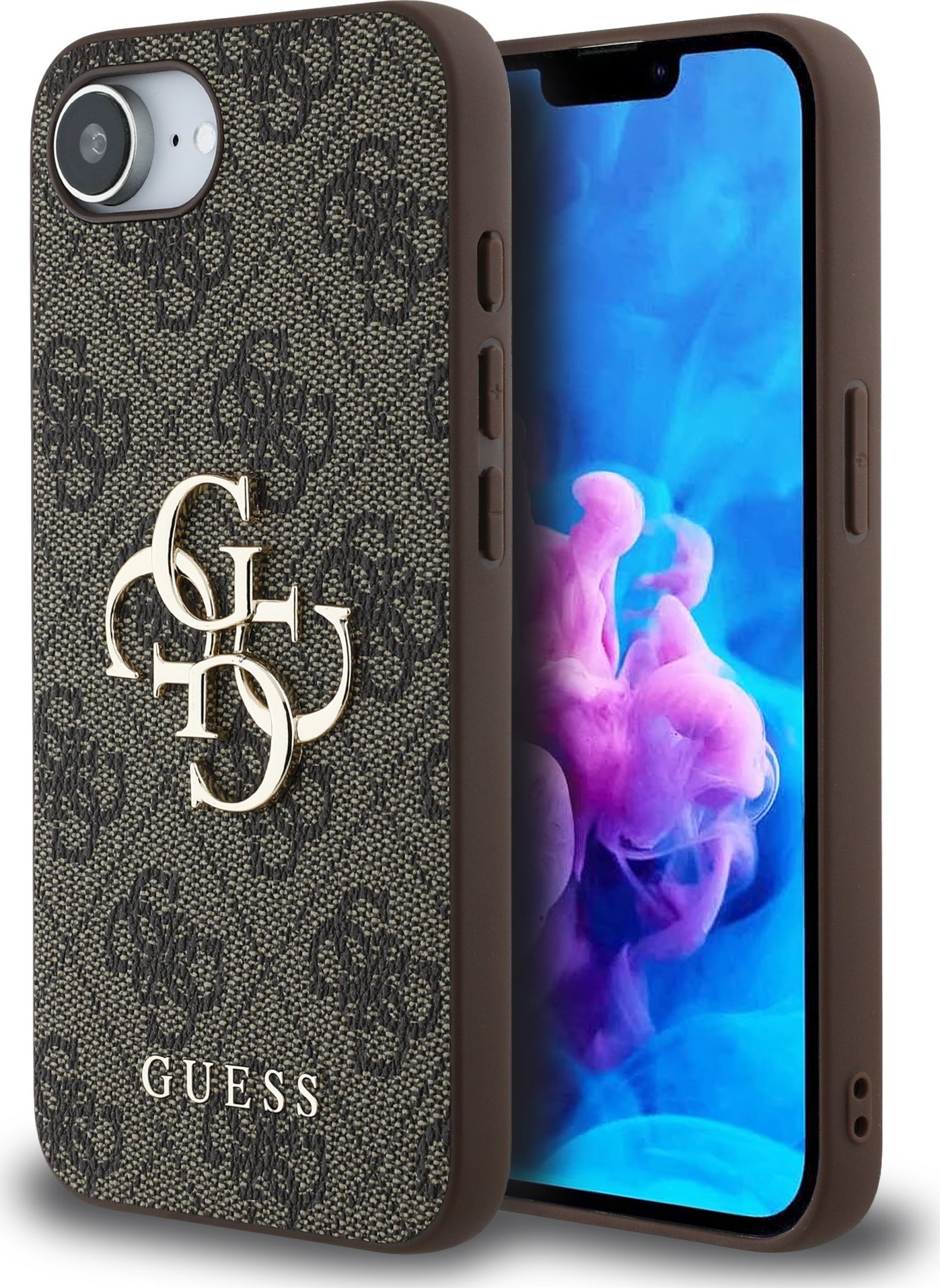 Guess PU 4G Metal Logo Zadní Kryt pro iPhone 16e Brown
