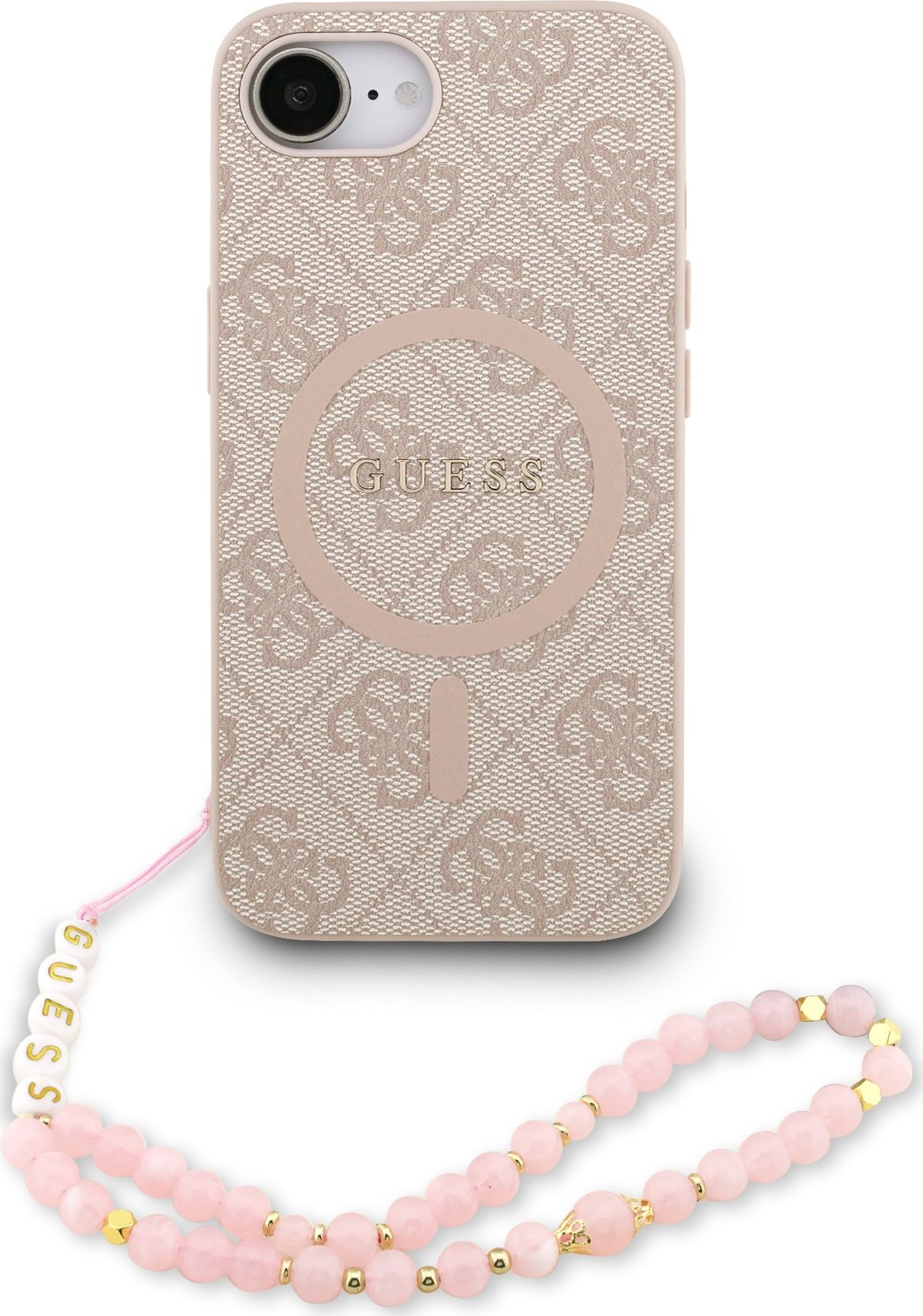 Guess PU Leather 4G Colored Ring Strap MagSafe Zadní Kryt pro iPhone 16e Pink