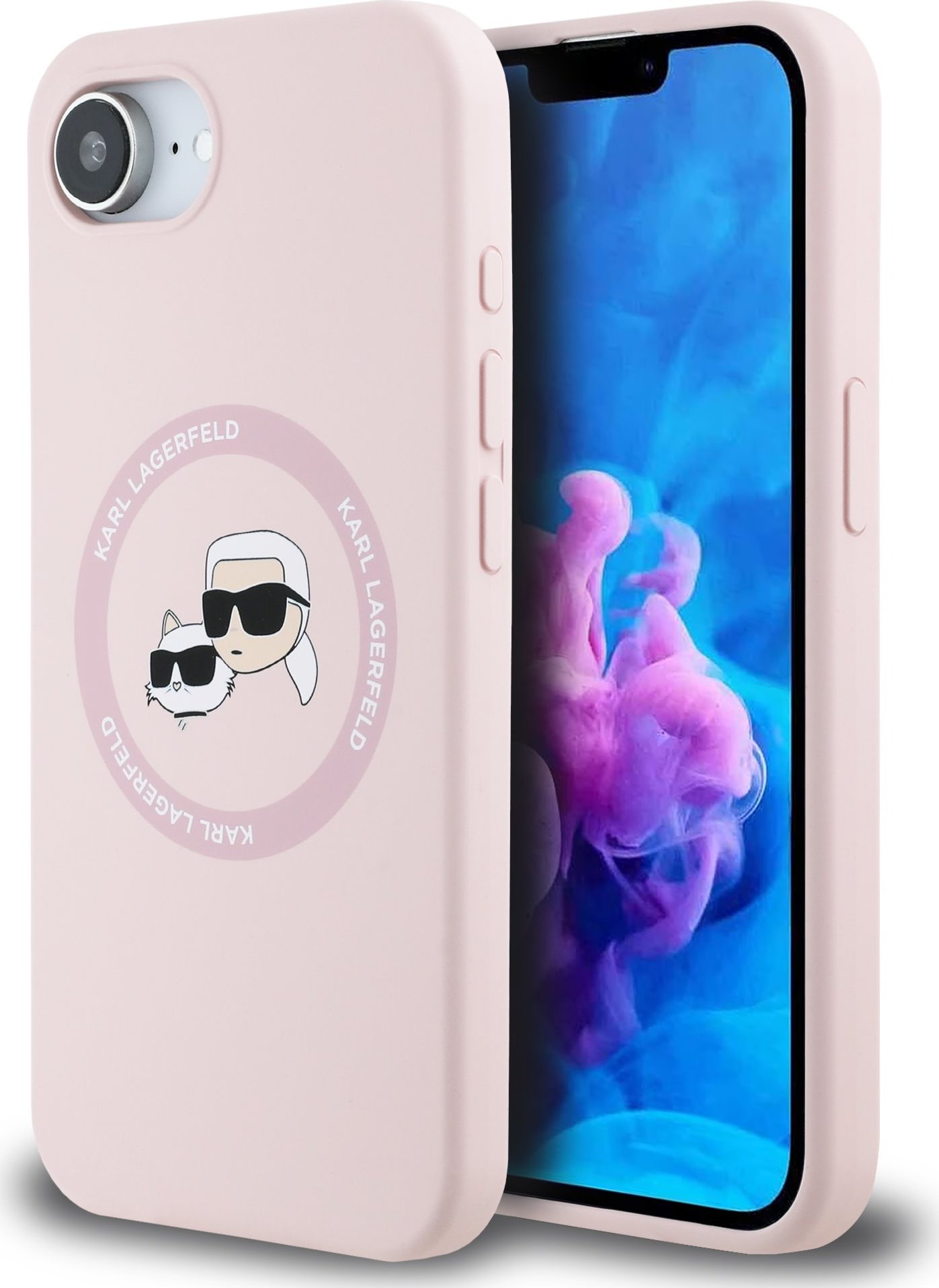 Karl Lagerfeld Liquid Silicone K&CH Heads MagSafe Zadní Kryt pro iPhone 16e Pink
