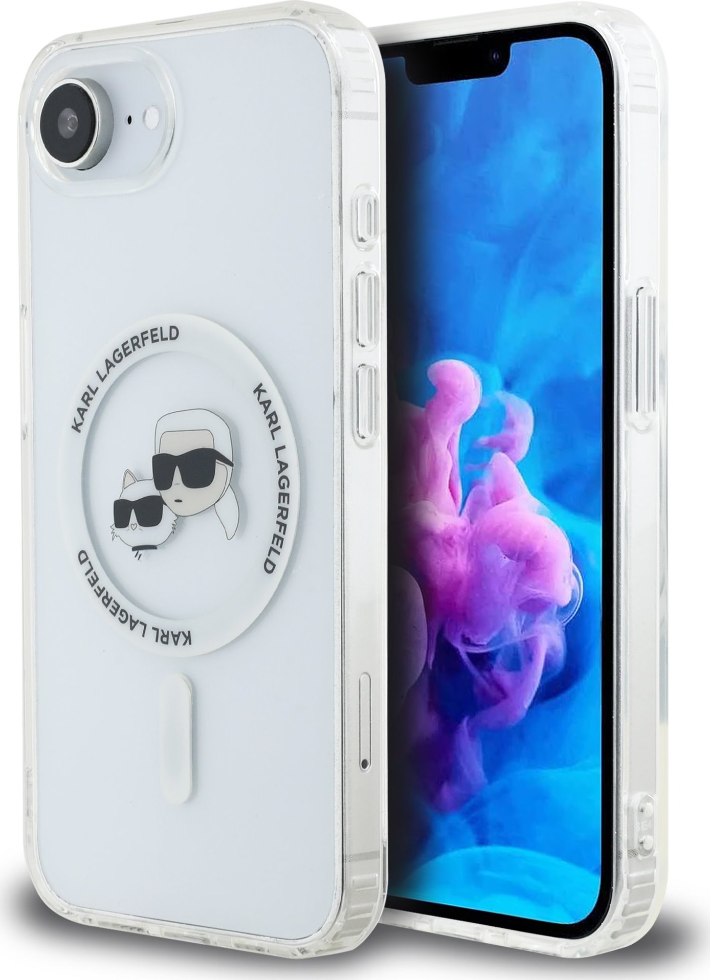 Karl Lagerfeld IML K&CH Heads Metal Frame MagSafe Zadní Kryt pro iPhone 16e Transparent