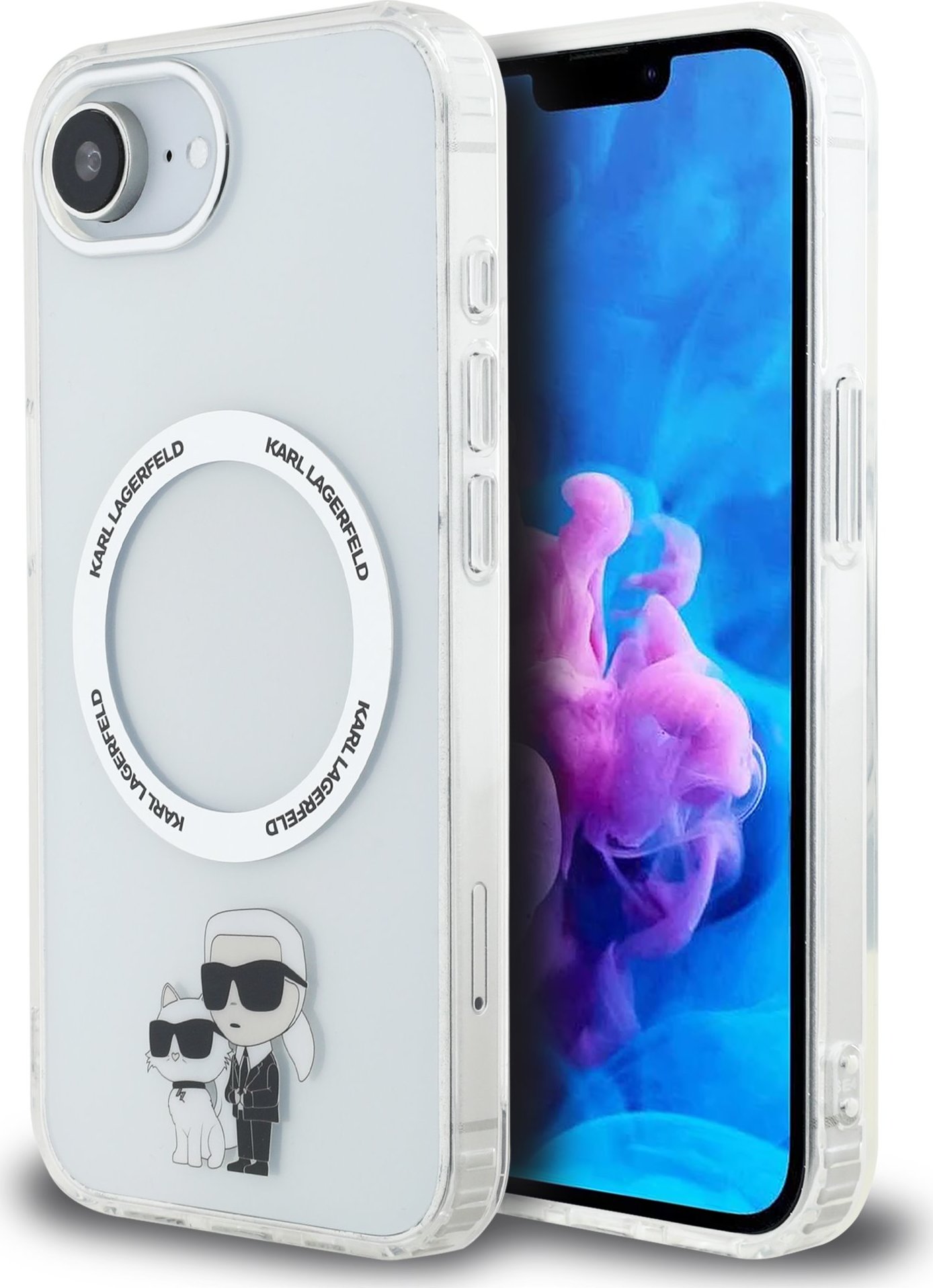 Karl Lagerfeld IML Karl and Choupette MagSafe Zadní Kryt pro iPhone 16e Transparent