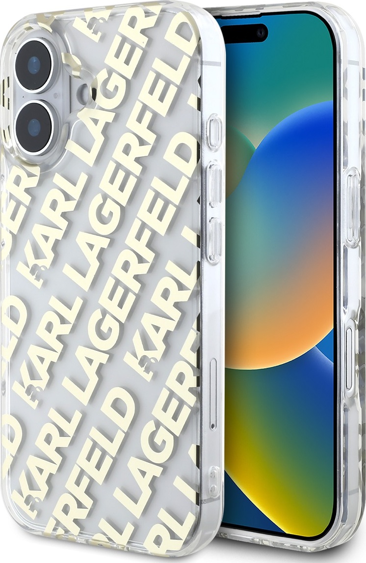Karl Lagerfeld IML Electroplated Repeated Logo Zadní Kryt pro iPhone 16 Gold