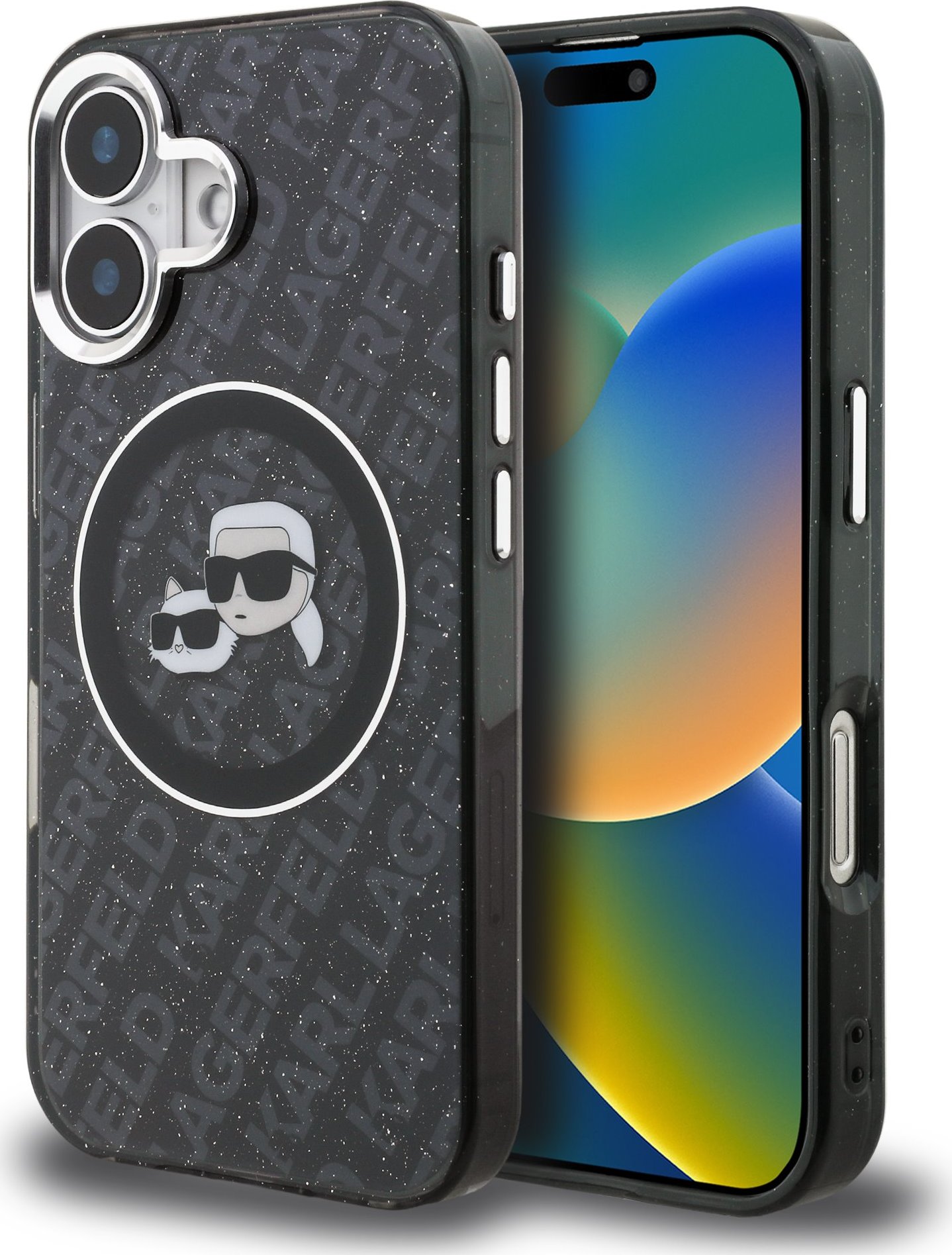 Karl Lagerfeld IML K&CH Heads Repeated Logo MagSafe Zadní Kryt pro iPhone 16 Black