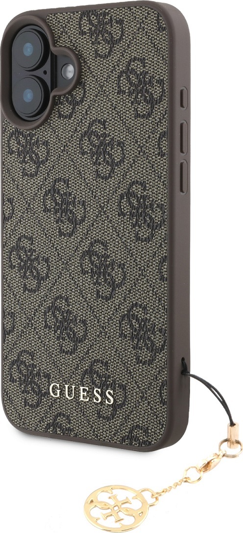 Guess 4G Charm Zadní Kryt pro iPhone 16 Tone on Tone Brown