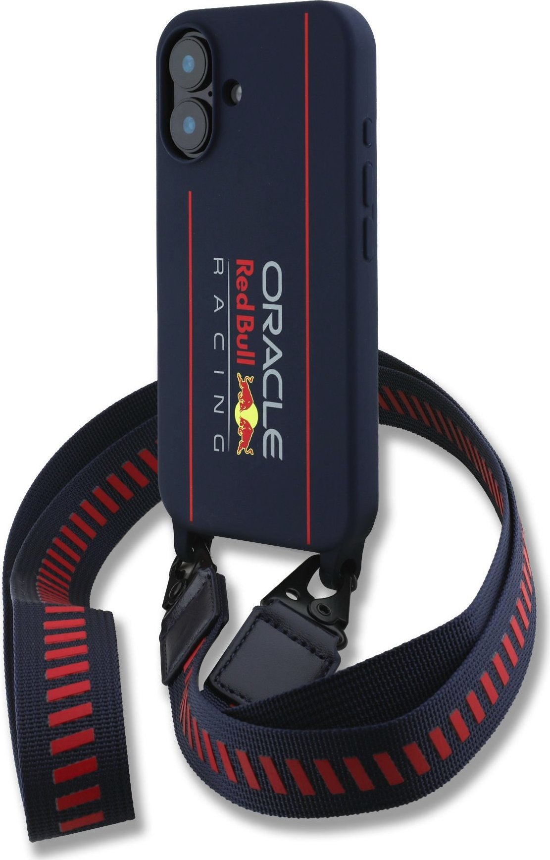 Red Bull Silicone Vertical Logo MagSafe Zadní Kryt + Crossbody Popruh pro iPhone 16 Navy