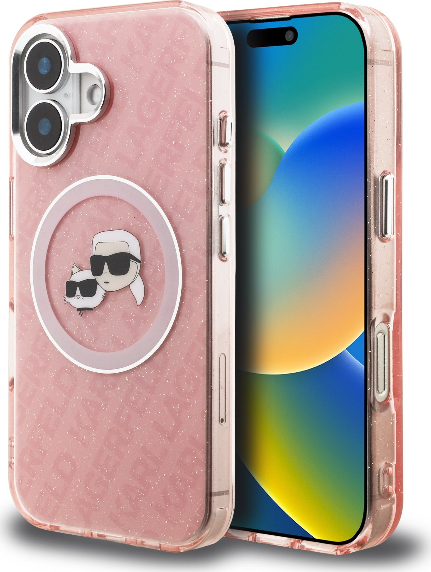 Karl Lagerfeld IML K&CH Heads Repeated Logo MagSafe Zadní Kryt pro iPhone 16 Pink