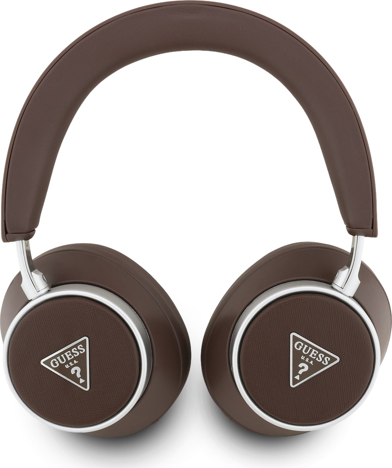 Guess PU Saffiano Triangle Logo ENC Bezdrátová Sluchátka Brown