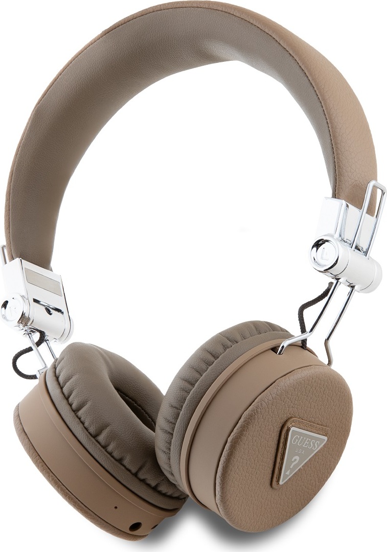 Guess PU Grained Triangle Logo ENC Bezdrátová Sluchátka Brown