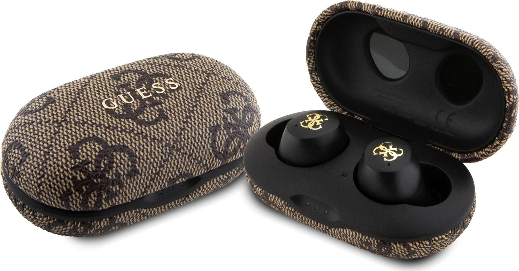 Guess PU 4G Metal Logo TWS Bezdrátová Sluchátka Brown