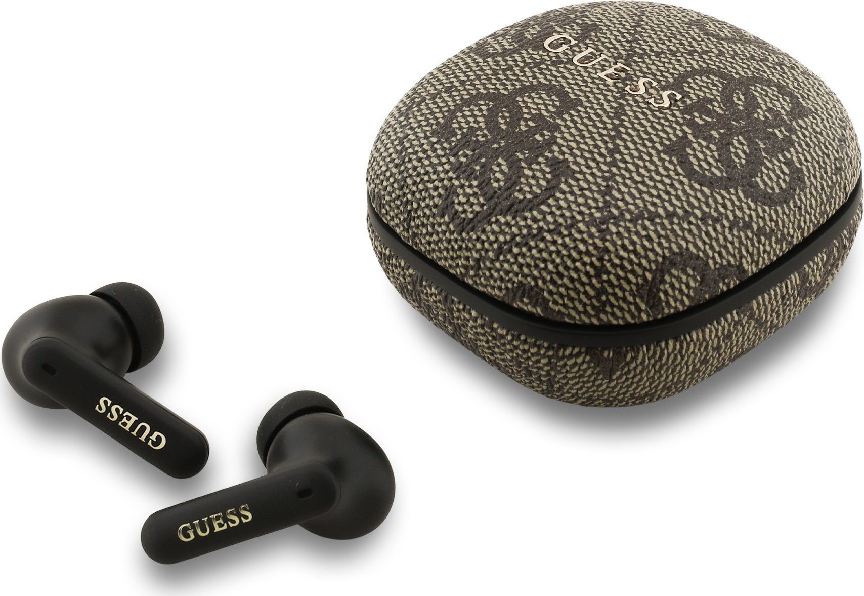 Guess PU 4G Script Logo ENC TWS Bezdrátová Sluchátka Brown