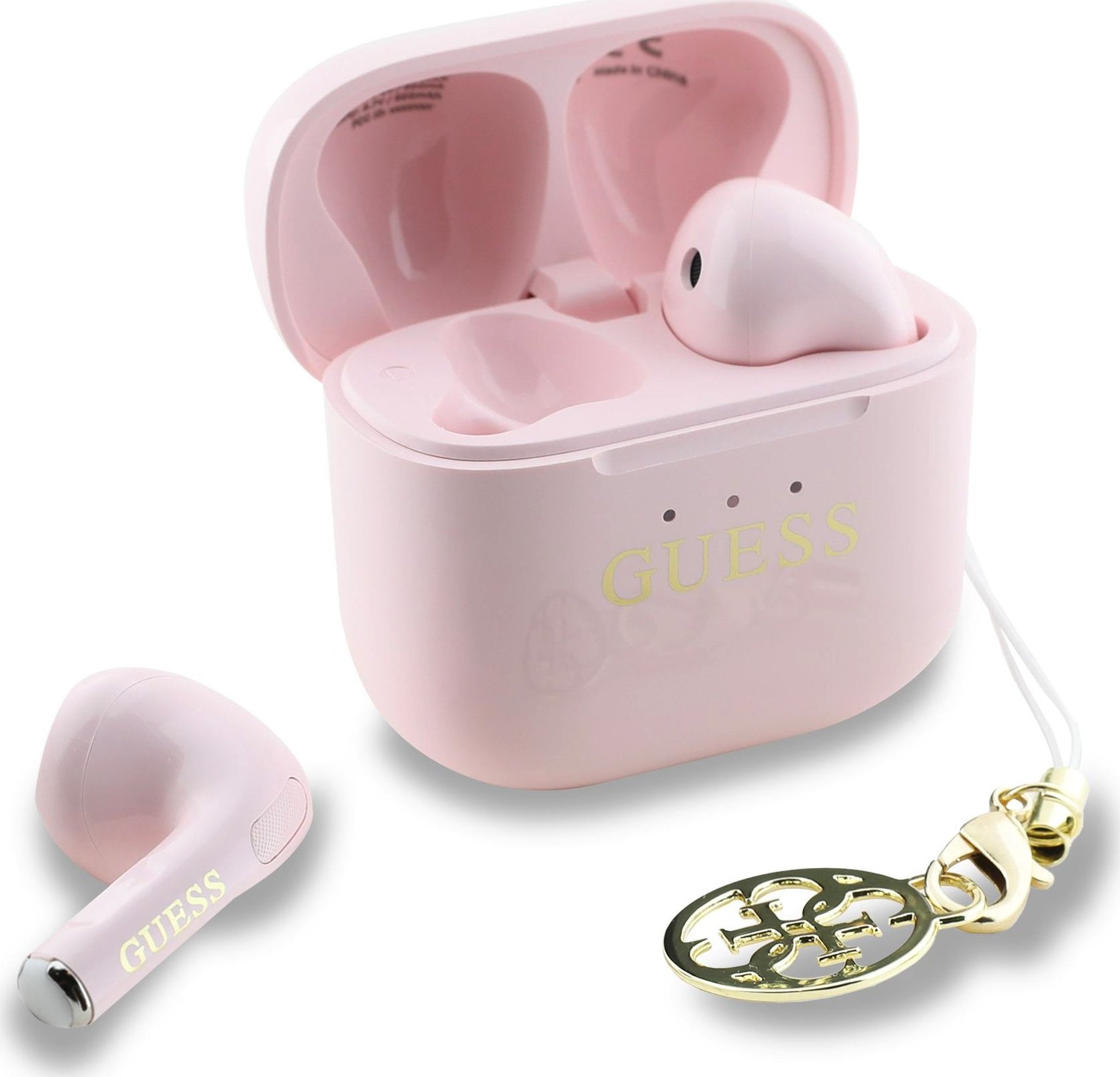 Guess Classic Logo Charm TWS Bezdrátová Sluchátka Pink