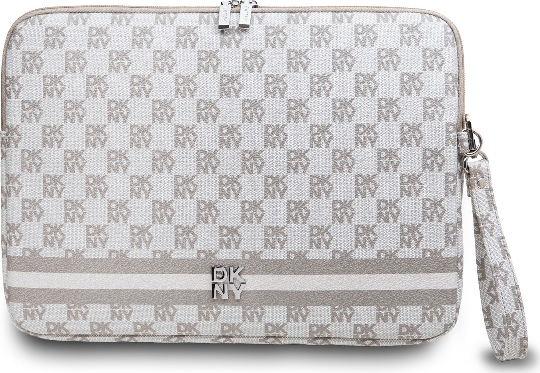 DKNY PU Leather Checkered Pattern and Stripe Obal na Notebook 13/14" Beige