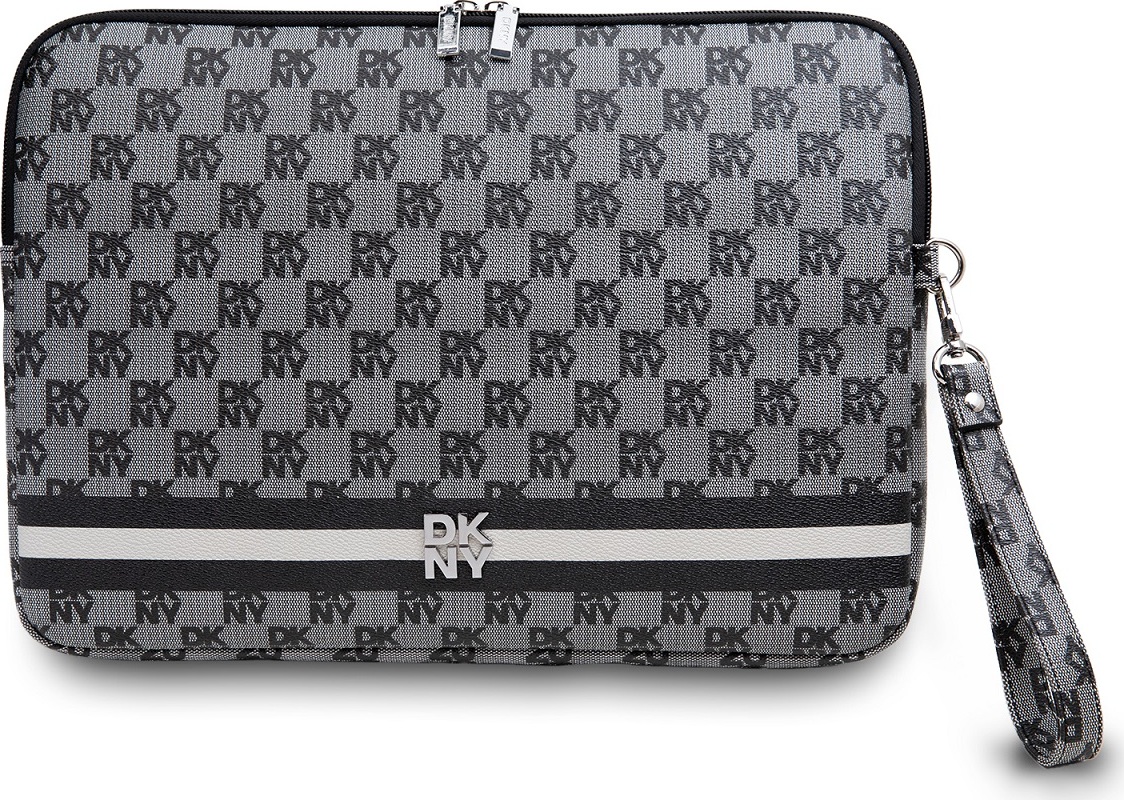 DKNY PU Leather Checkered Pattern and Stripe Obal na Notebook 13/14" Black