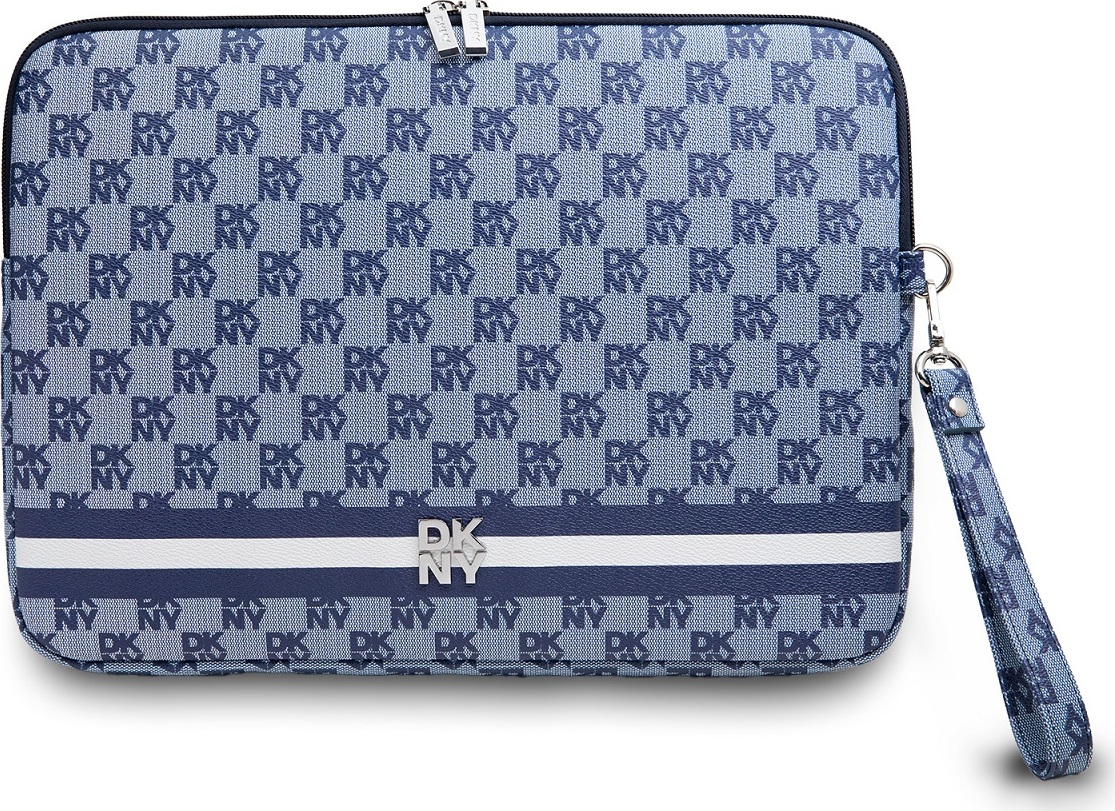 DKNY PU Leather Checkered Pattern and Stripe Obal na Notebook 13/14" Blue