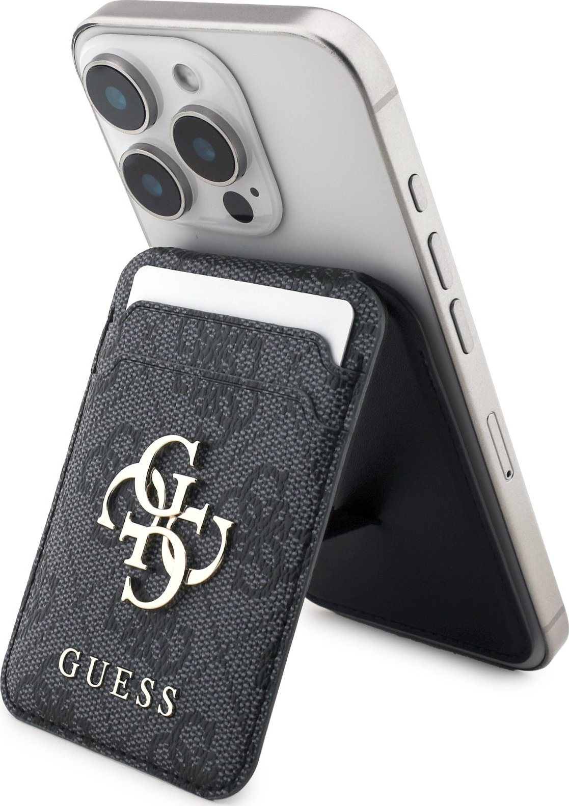 Guess 4G Metal Logo MagSafe Cardslot Peněženka se Stojanem Black
