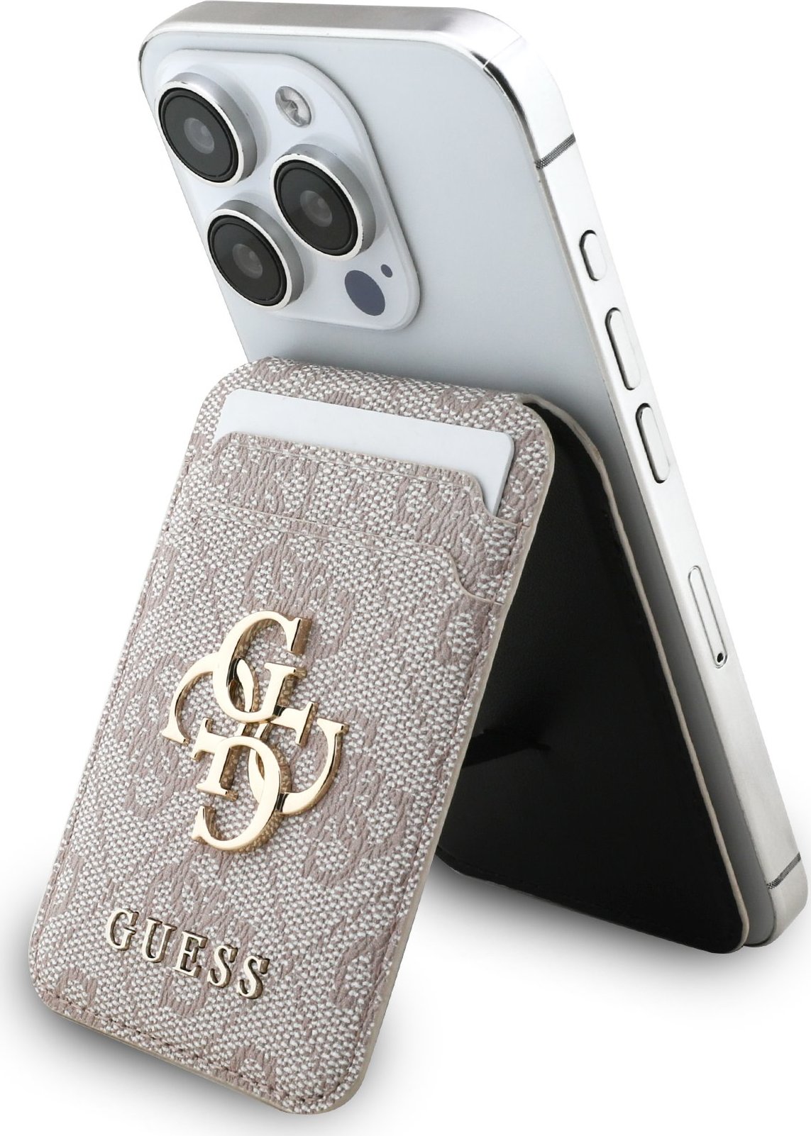Guess 4G Metal Logo MagSafe Cardslot Peněženka se Stojanem Pink