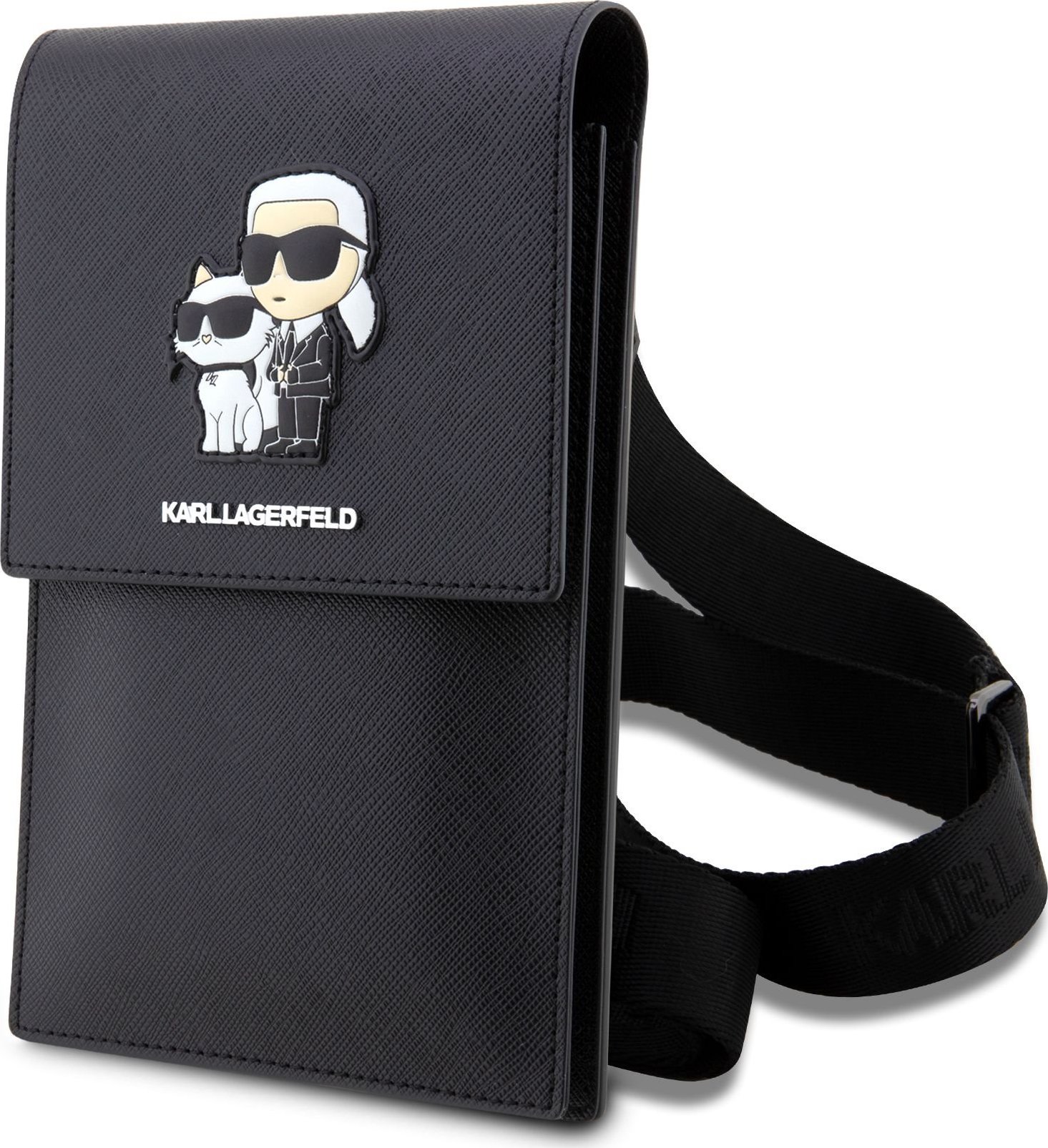 Karl Lagerfeld Saffiano Metal Logo NFT Taška na Telefon Black