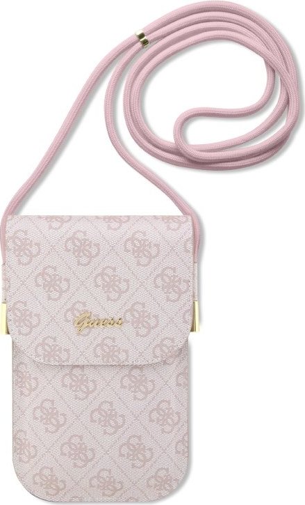 Guess PU 4G Metal Logo Script Taška na Telefon Pink