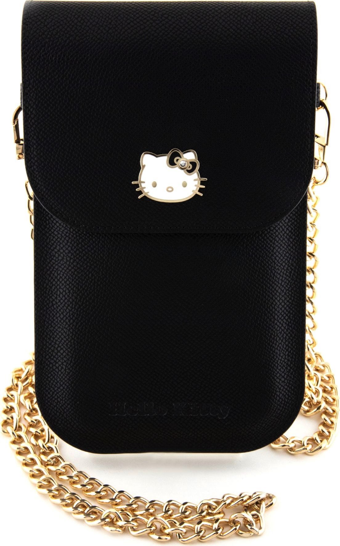 Hello Kitty PU Leather Metal Logo Taška na Telefon Black