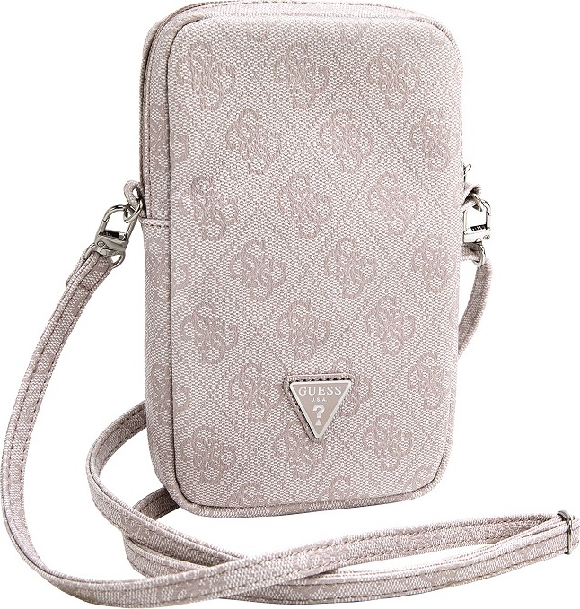 Guess PU 4G Triangle Logo Taška na Telefon se Zipem Pink