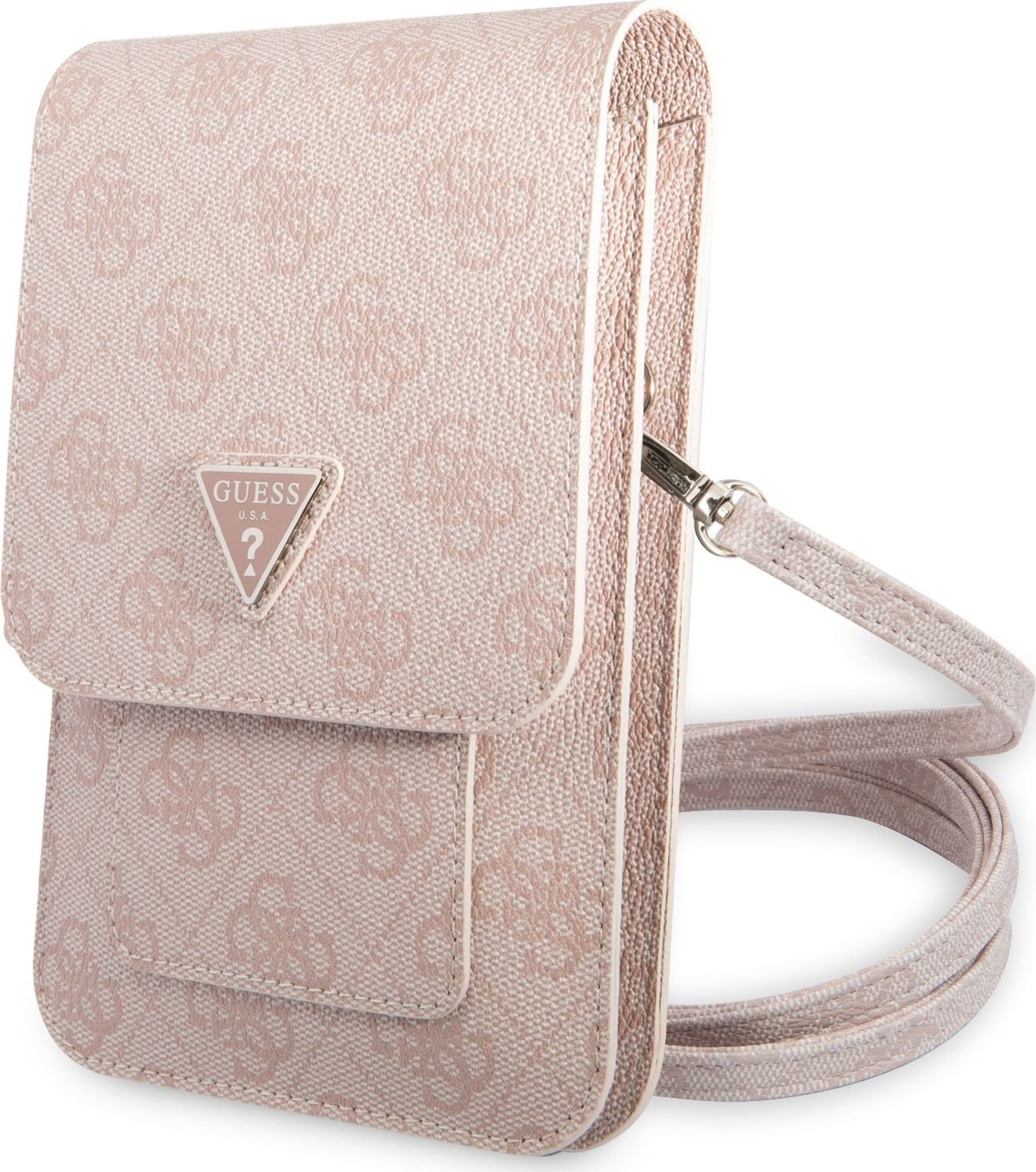 Guess PU 4G Triangle Logo Taška na Telefon Pink