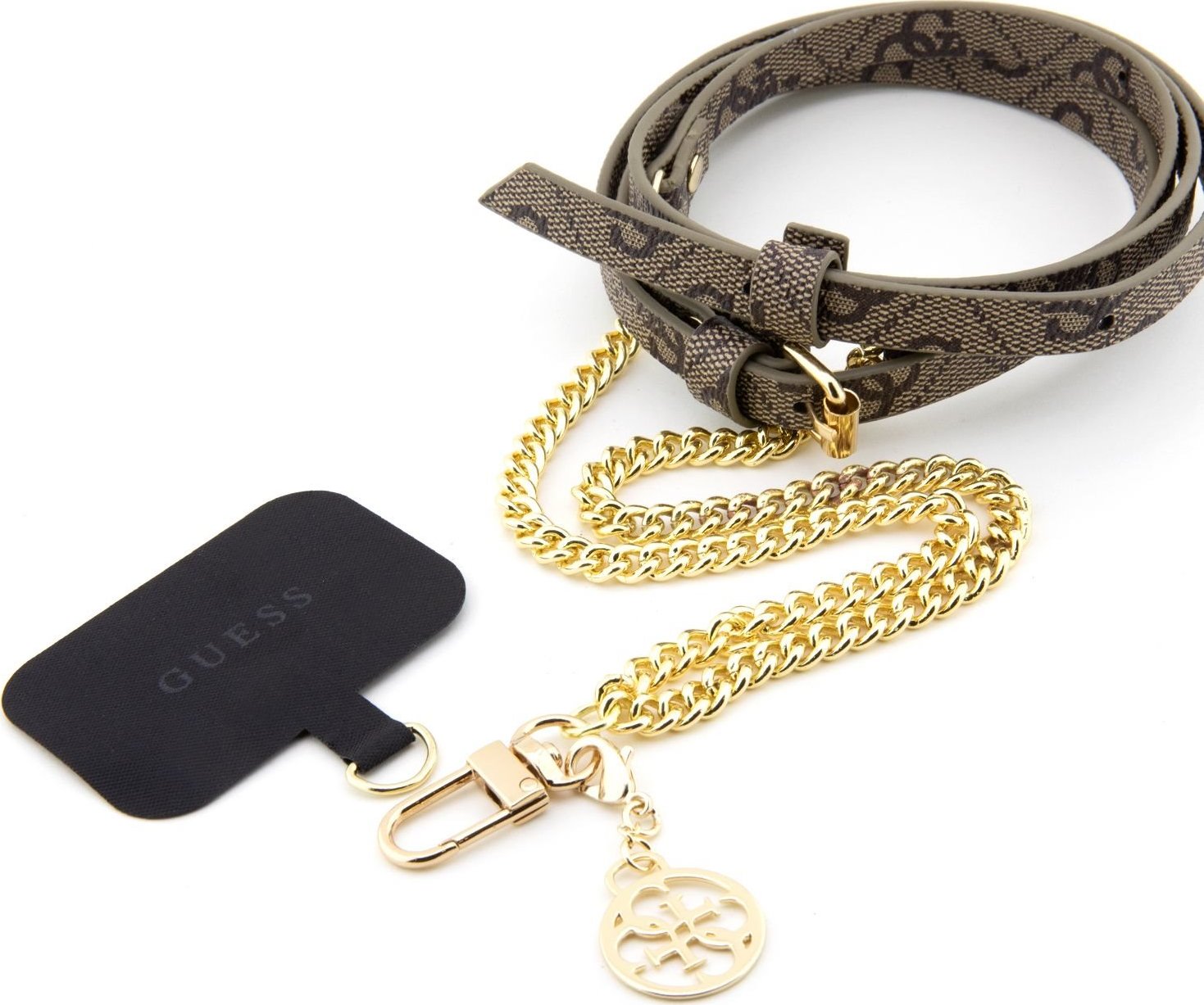 Guess Crossbody Popruh PU 4G Chain with Charm Gold/Brown