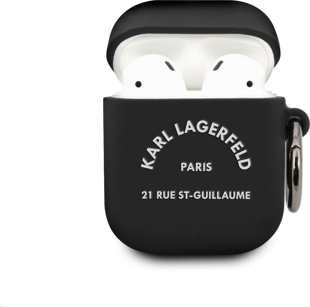 Karl Lagerfeld Rue St Guillaume Silikonové Pouzdro pro Airpods 1/2 Black