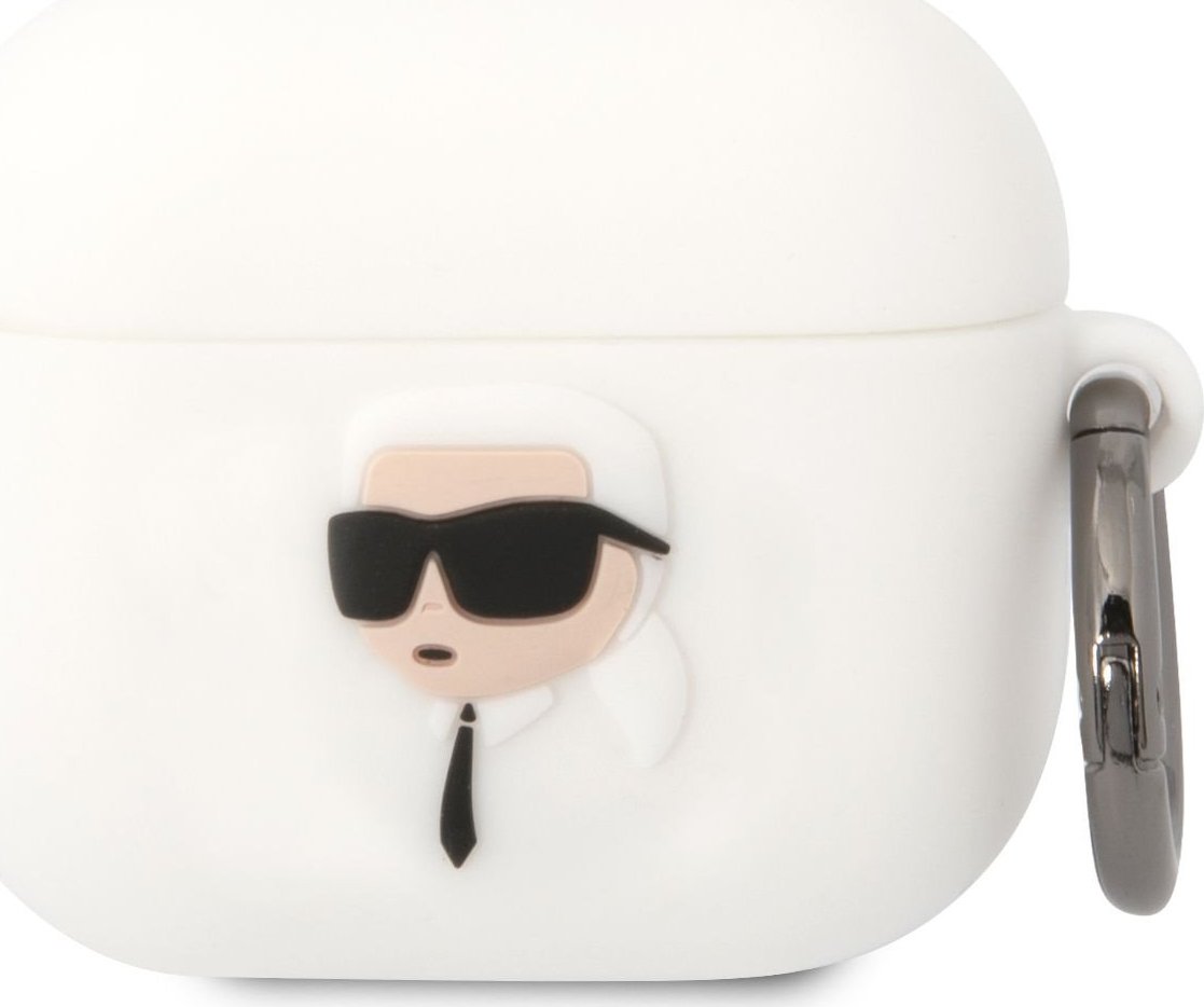 Karl Lagerfeld 3D Logo NFT Karl Head Silikonové Pouzdro pro Airpods 3 White