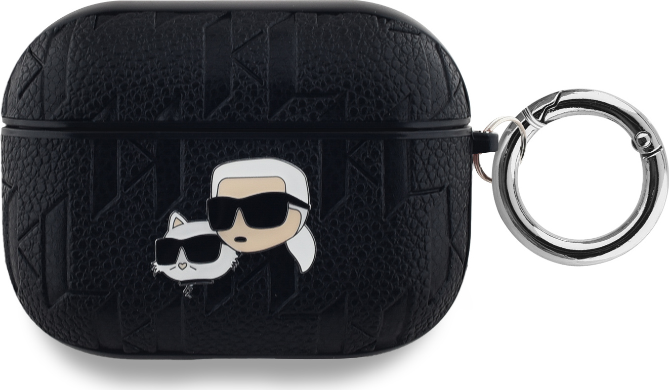 Karl Lagerfeld PU Embossed Karl and Choupette Heads Pouzdro pro AirPods Pro Black