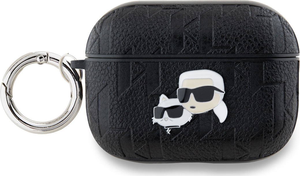 Karl Lagerfeld PU Embossed Karl and Choupette Heads Pouzdro pro AirPods Pro 2 Black