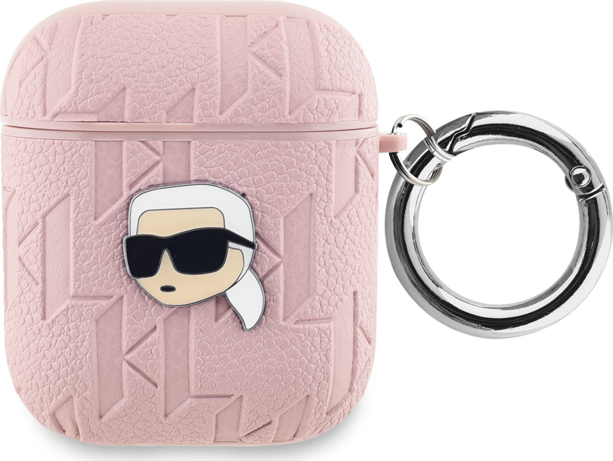 Karl Lagerfeld PU Embossed Karl Head Pouzdro pro AirPods 1/2 Pink
