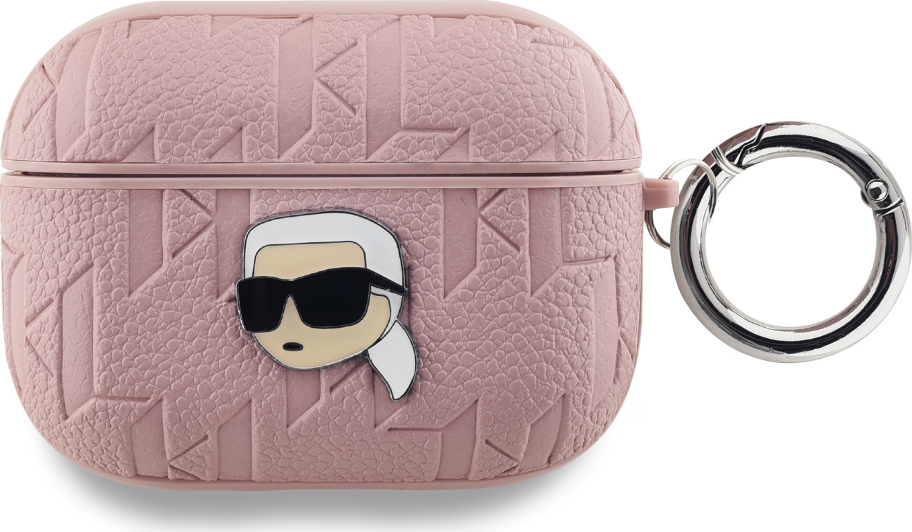Karl Lagerfeld PU Embossed Karl Head Pouzdro pro AirPods Pro Pink