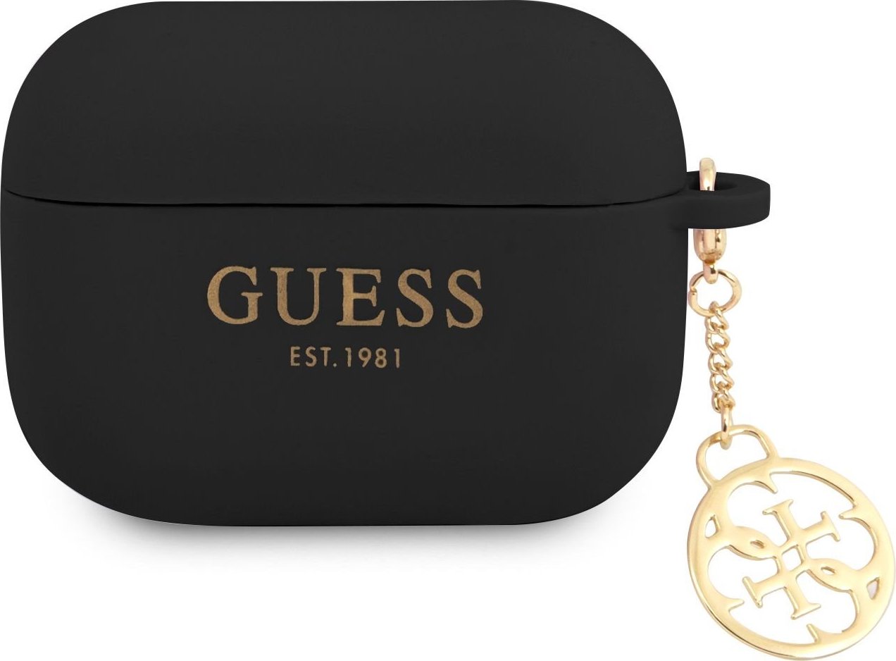 Guess 4G Charm Silikonové Pouzdro pro AirPods Pro Black