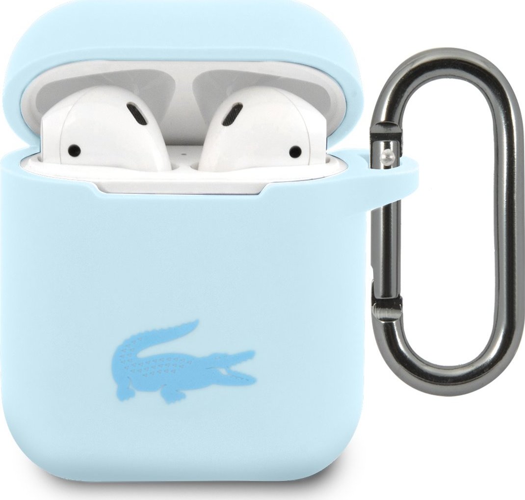 Lacoste Liquid Silicone Glossy Printing Logo Pouzdro pro AirPods 1/2 Blue