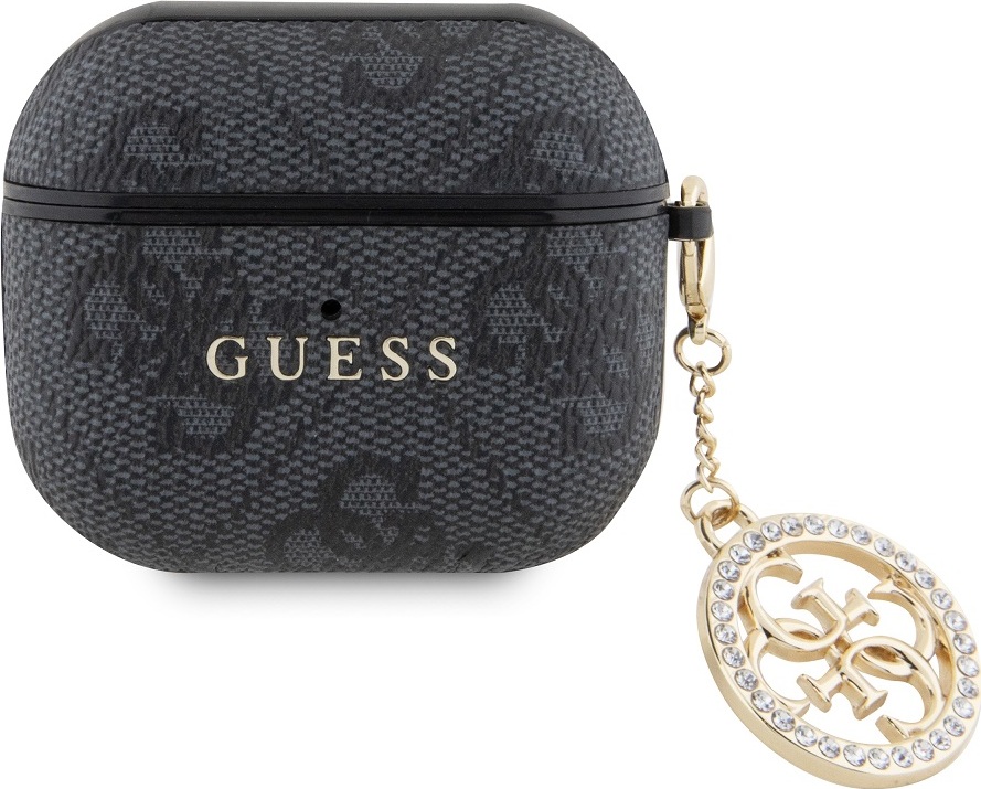 Guess 4G Script PC/PU Charm Pouzdro pro AirPods 3 Black